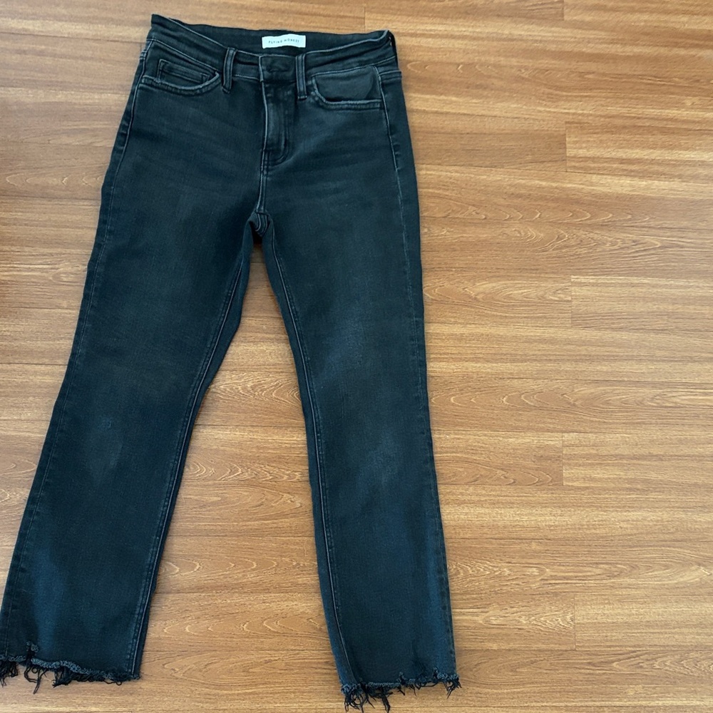 Flying Monkey Black Cropped Jeans with Frayed Hem
